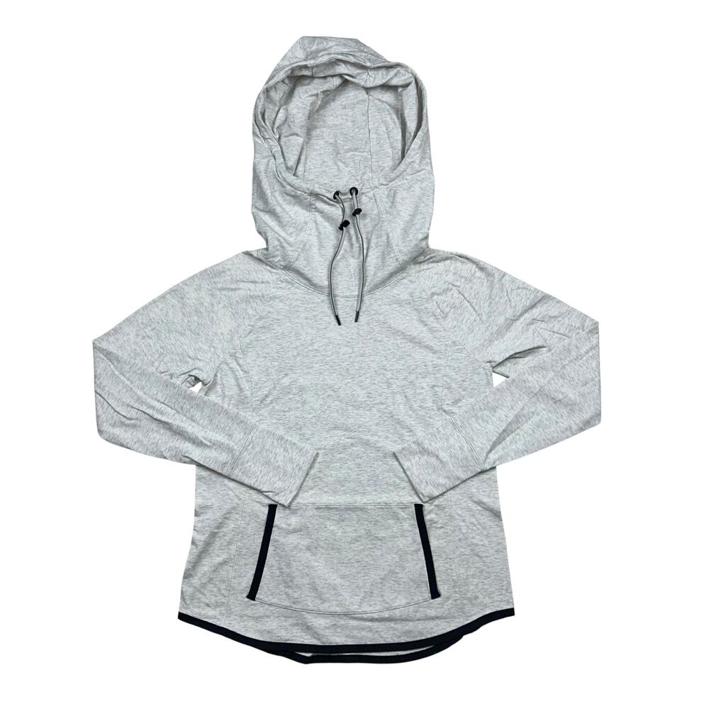Athleta Womens M Sentry Cowl Neck Hoodie Grey Pullover Sweatshirt 243273 Kanga
